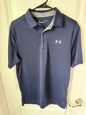 Under Armour Men's Navy Polo with Light Gray Trim